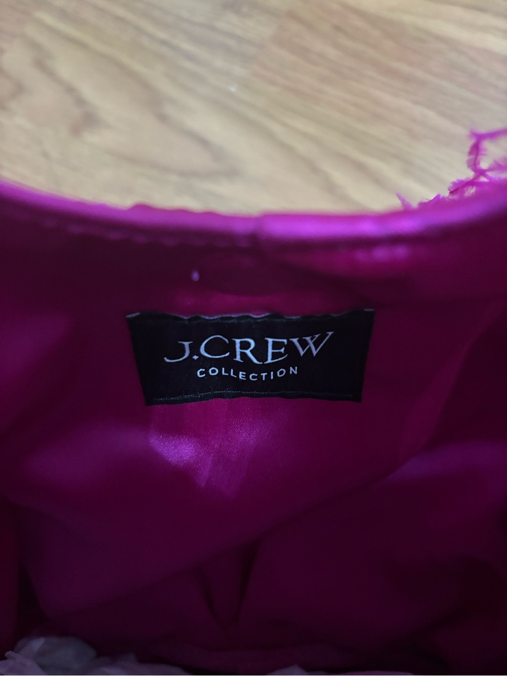 NWT J. Crew Collection Santorini Bag with Feathers in Neon Fuchsia - Picture 6 of 9